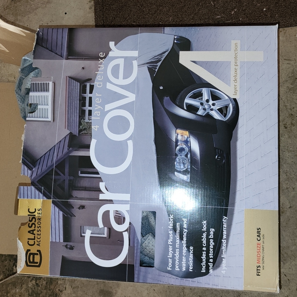 4 LAYER CAR COVER BY CLASSIC ACCESSORIES NWT UNUSED FOR MID SIZE CAR - Picture 3 of 6